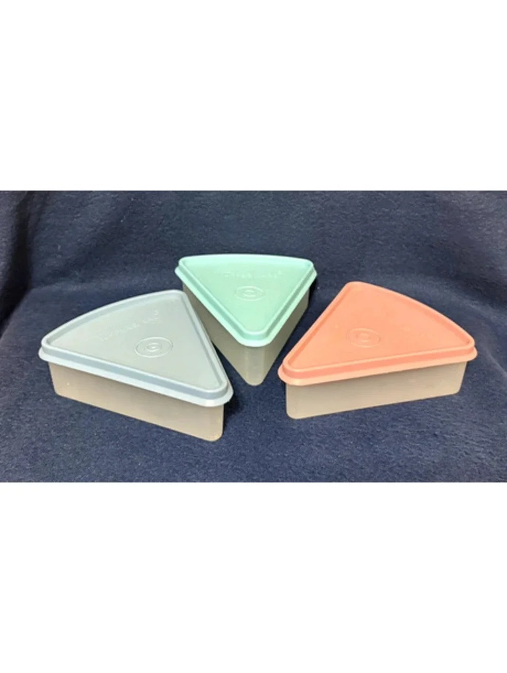 Set of 3 Vintage Tupperware Pie Slice Keeper Triangle Wedge Containers